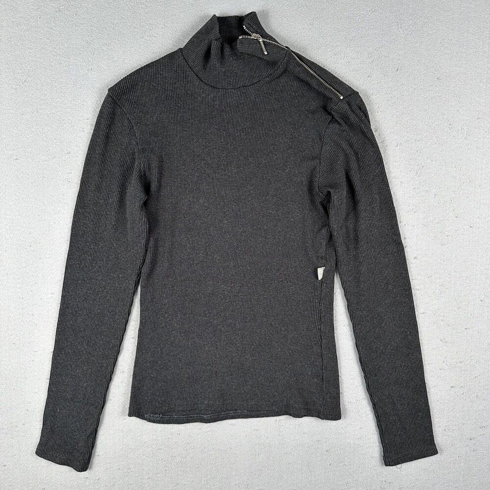Morgan De Toi Ribbed High Neck Sweater Women’s Small‎ Black Long Sleeve Zippered